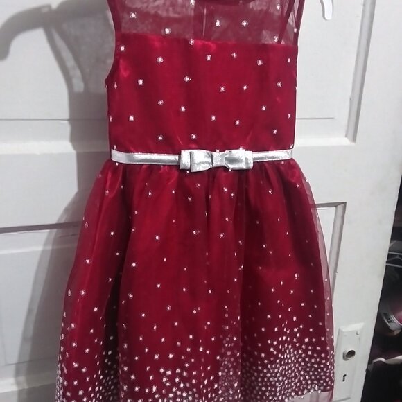 Jona Michelle Sparkle Netting Dress with Bow Red/Cranberry sz 5 - Picture 7 of 12